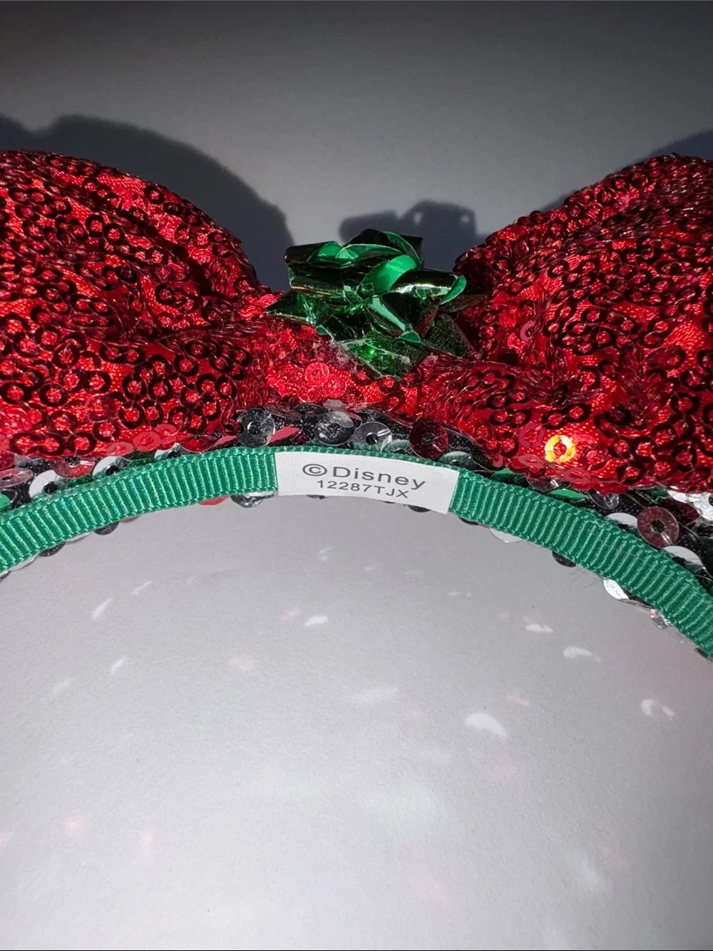 Disney Sequin Green and Red Holiday Minnie Ears Headband